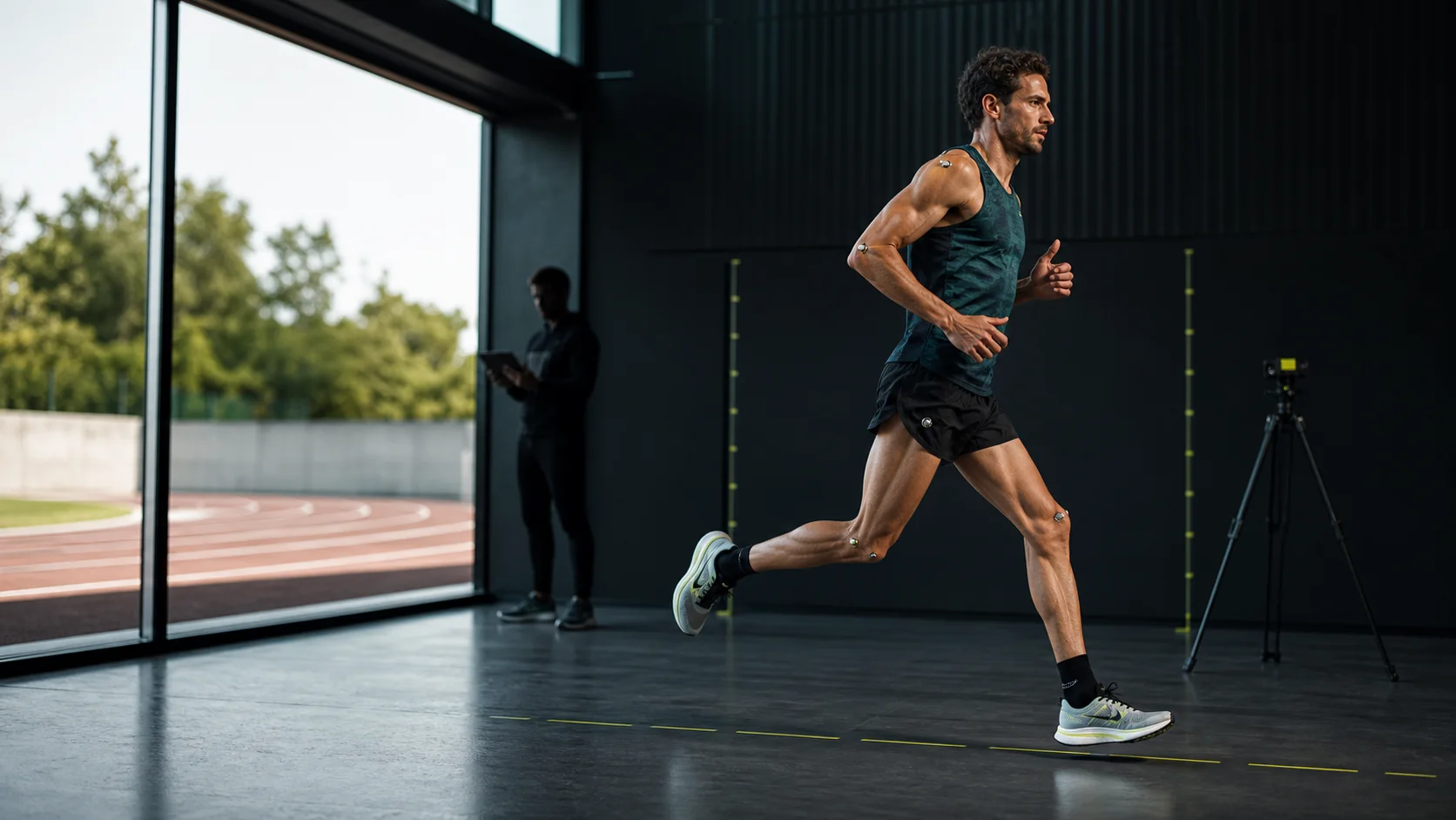 Atleta in movimento durante una valutazione sportiva